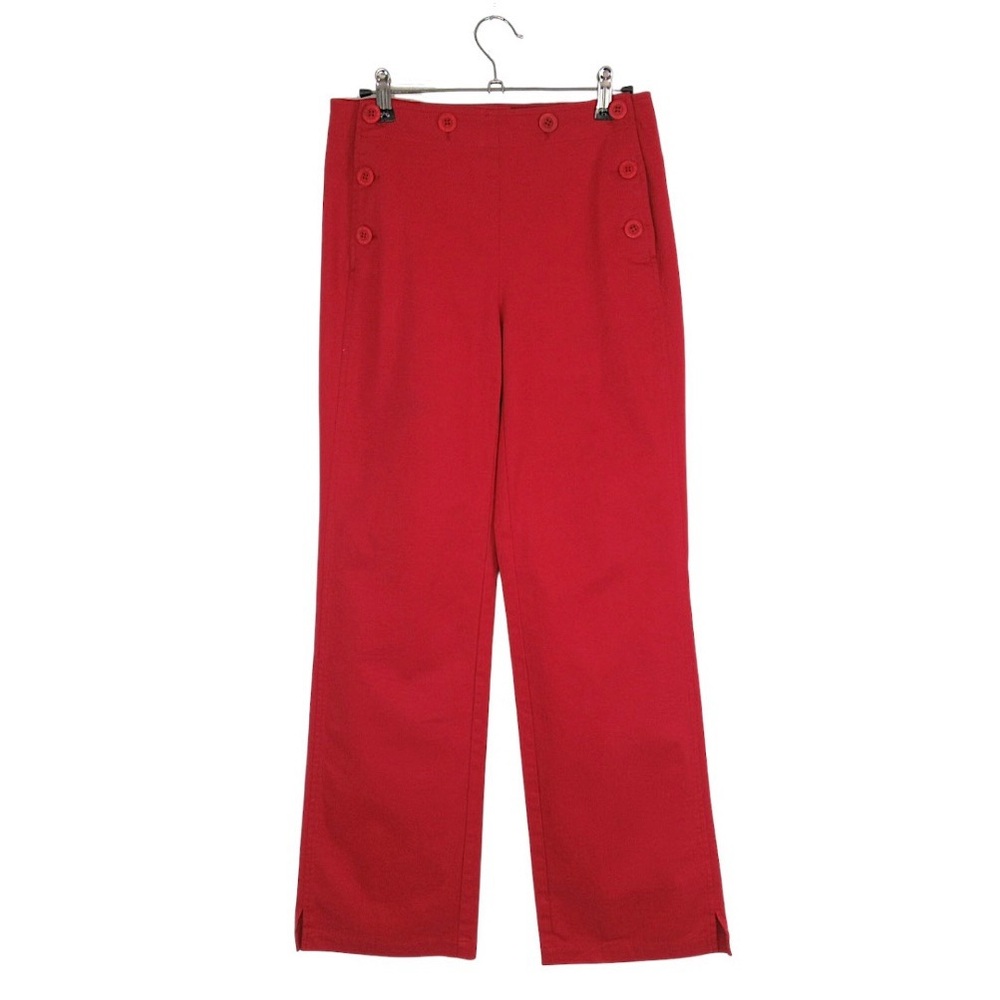 LE PHARR DE LA BALEINE Red High Rise Nautical Sailor Pants Women's 36 US Size 6